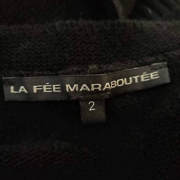 La Fee Maraboutee Womens Sz 2/M Black Wool Cashmere Blend Tie Cardigan Sweater - Picture 8 of 10